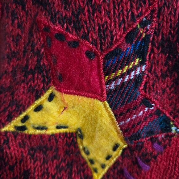 Designer Originals Ugly Christmas Cardigan Sweater Patchwork Plaid Snowman Large - Picture 10 of 16